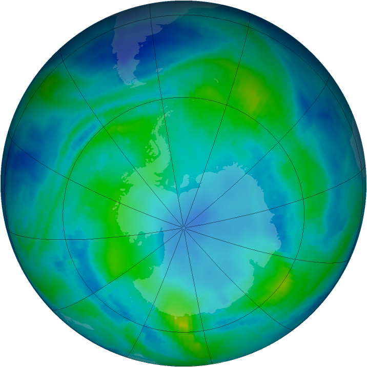 Antarctic ozone map for 05 May 1997